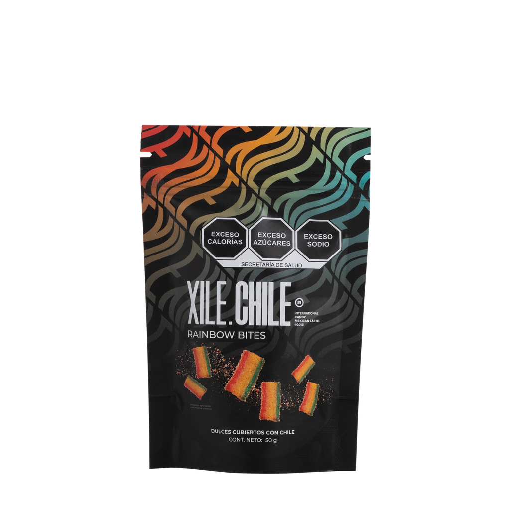 Rainbow Bites 50g — gomitas multicolor enchiladas Xile.Chile